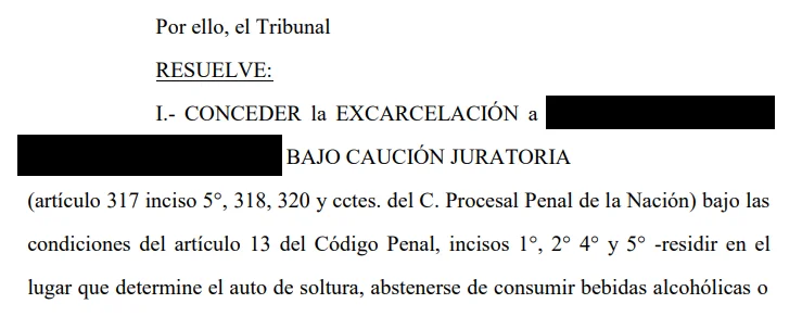 Resolución: excarcelación extraordinaria