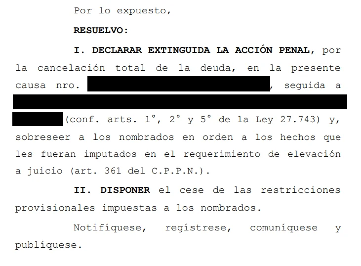 Resolución: sobreseimiento total por inexistencia de delito