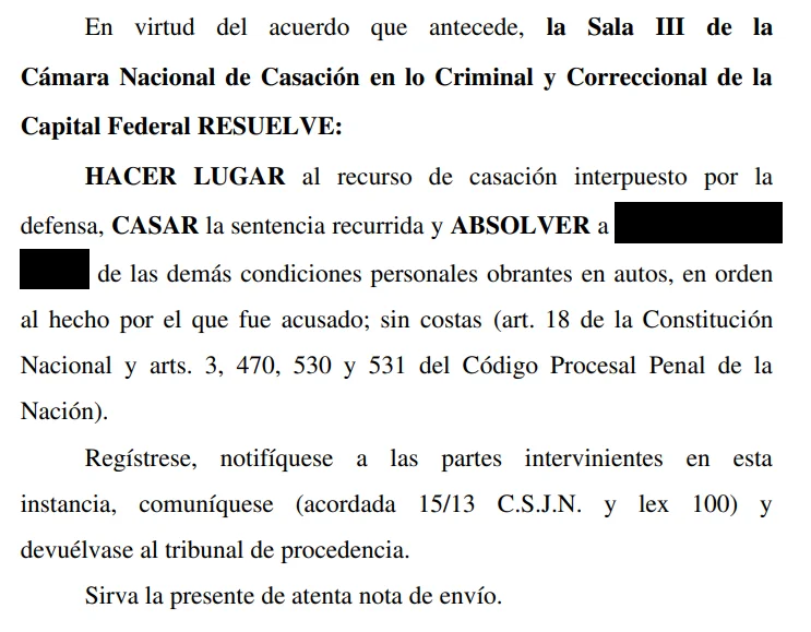 Veredicto: absolución